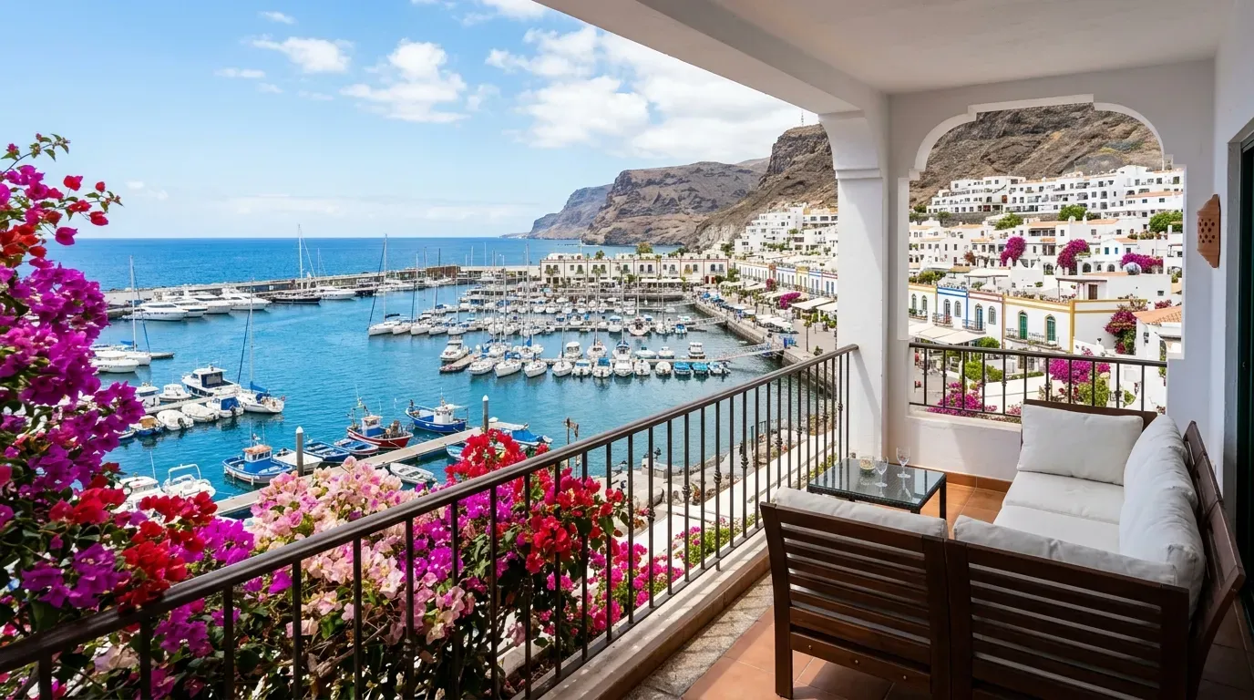 Architectural rendering of an apartment for sale in Puerto de Mogán with canal view