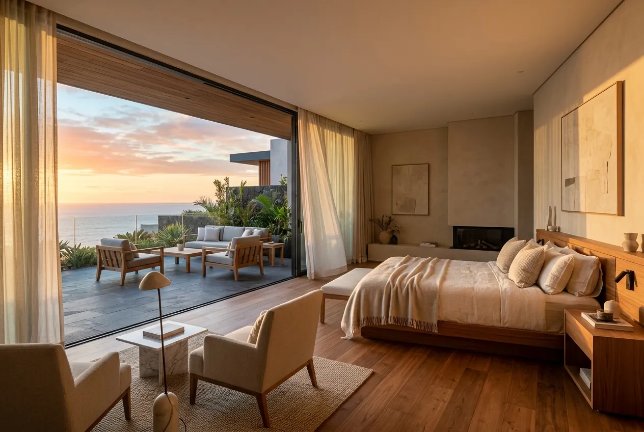 Schlafzimmersuite einer Immobilie auf Gran Canaria mit Zugang zur Terrasse