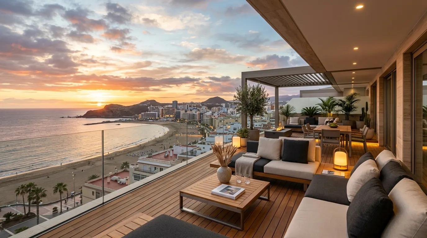 Visualización arquitectónica de un penthouse de lujo en Las Palmas de Gran Canaria