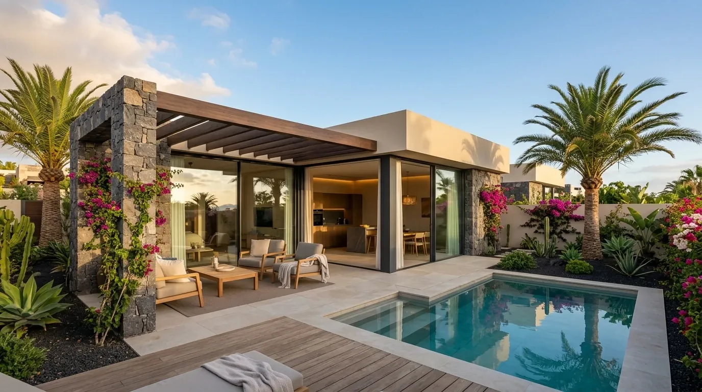 Visualización arquitectónica de bungalows en venta en Playa del Inglés
